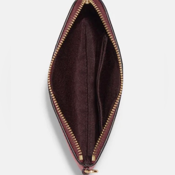 COACH Corner Zip Glitter Leather Wristlet Boxed Gift Box 2 Charms 100% AUTHENTIC - Picture 5 of 8